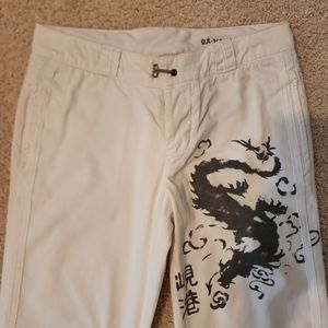 Super rare, Da-Nang White Pants with Grey Dragon Pattern - Size 26